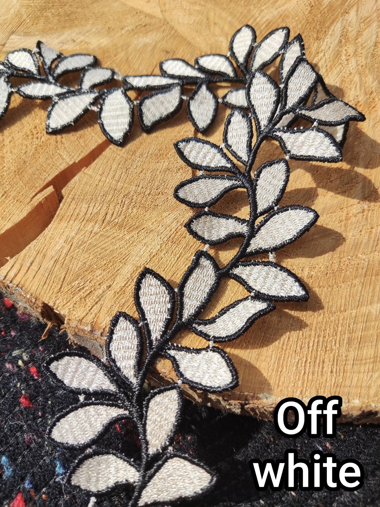 Embroidered Leaf Vine Lace Trim- Wavy Colorful Leaves Ribbon Border -Per yard -For Dressmaking, Costume DIY, Upholstery