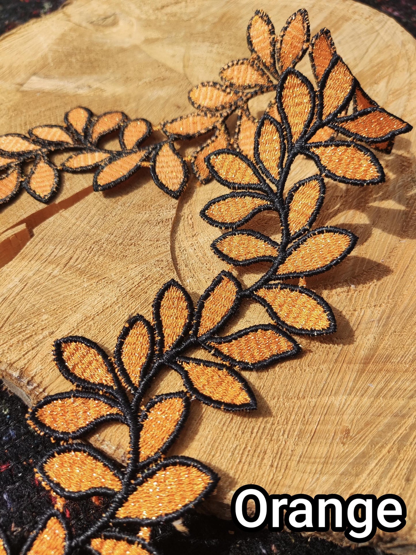 Embroidered Leaf Vine Lace Trim- Wavy Colorful Leaves Ribbon Border -Per yard -For Dressmaking, Costume DIY, Upholstery