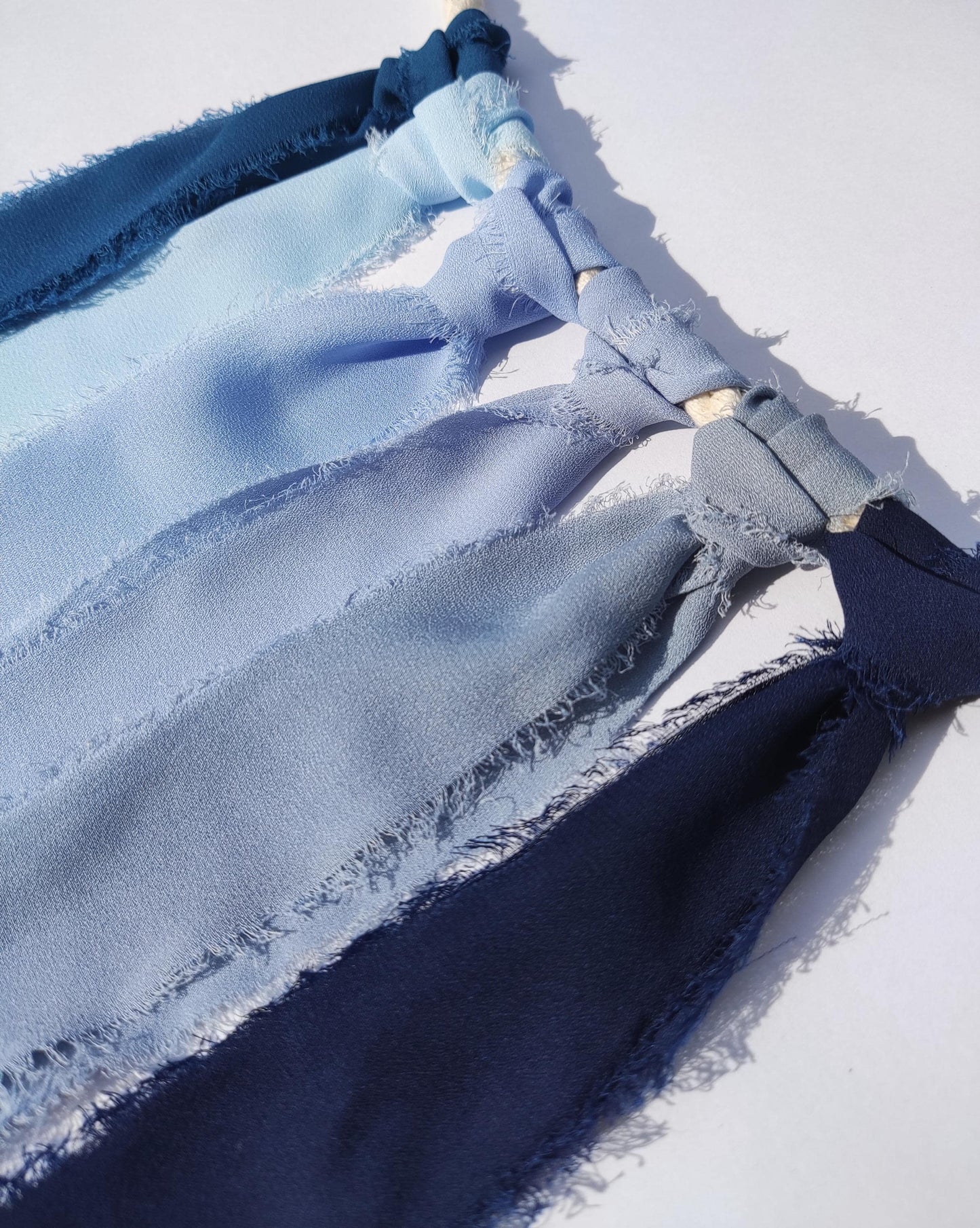 Blue Luxury Hand torn Frayed Edge Chiffon Ribbon -38 or 50mm width