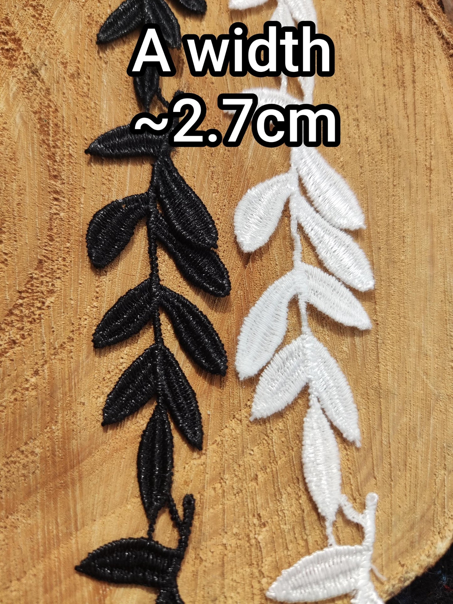 Leaf Pattern Lace trim in Black or White -Per yard -For Doll Clothes, Dressmaking, Bridal Embellishment