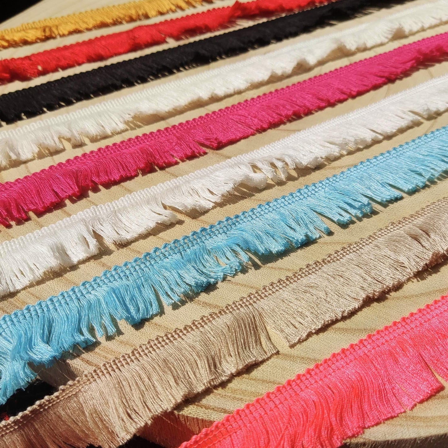 25mm Mini Tassel Trim: 1 inch Narrow Brush Fringe Border- Sold by the Yard
