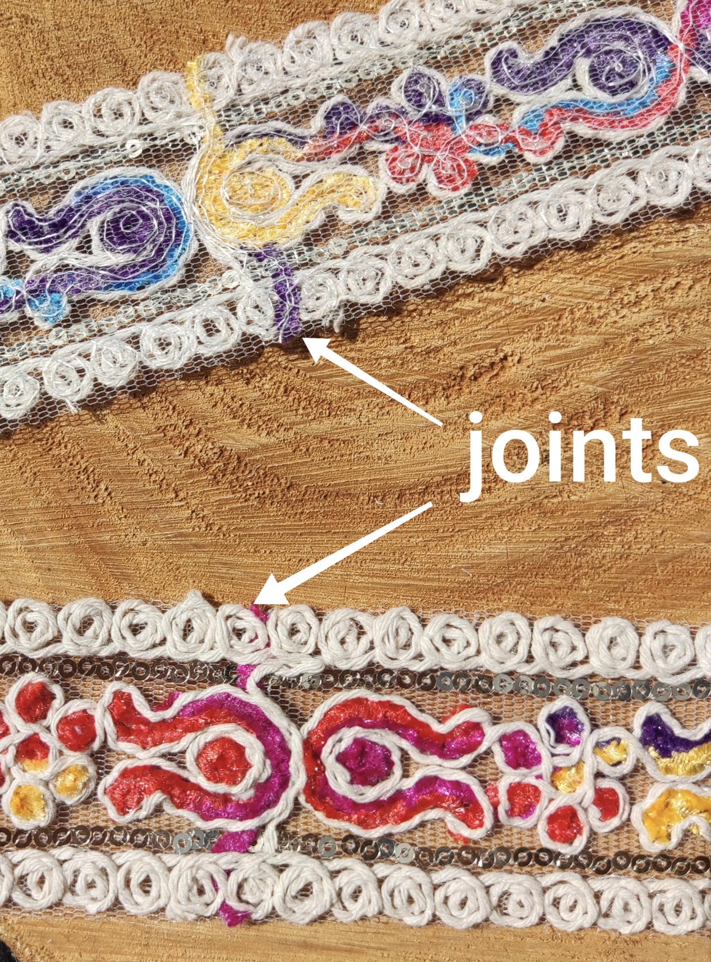 Chenille Embroidered Rainbow Trim- Per yard- 4cm Width Beige Sheer Mesh Ribbon with Sequin for Sewing, Costume DIY, Dressmaking