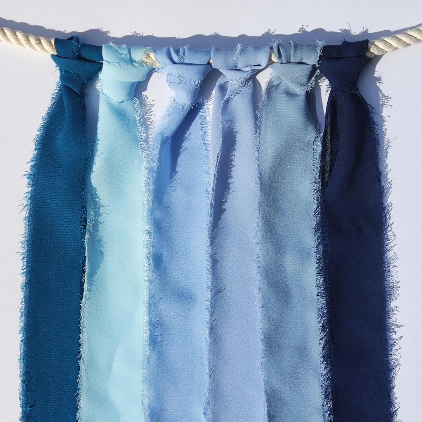 Blue Luxury Hand torn Frayed Edge Chiffon Ribbon -38 or 50mm width