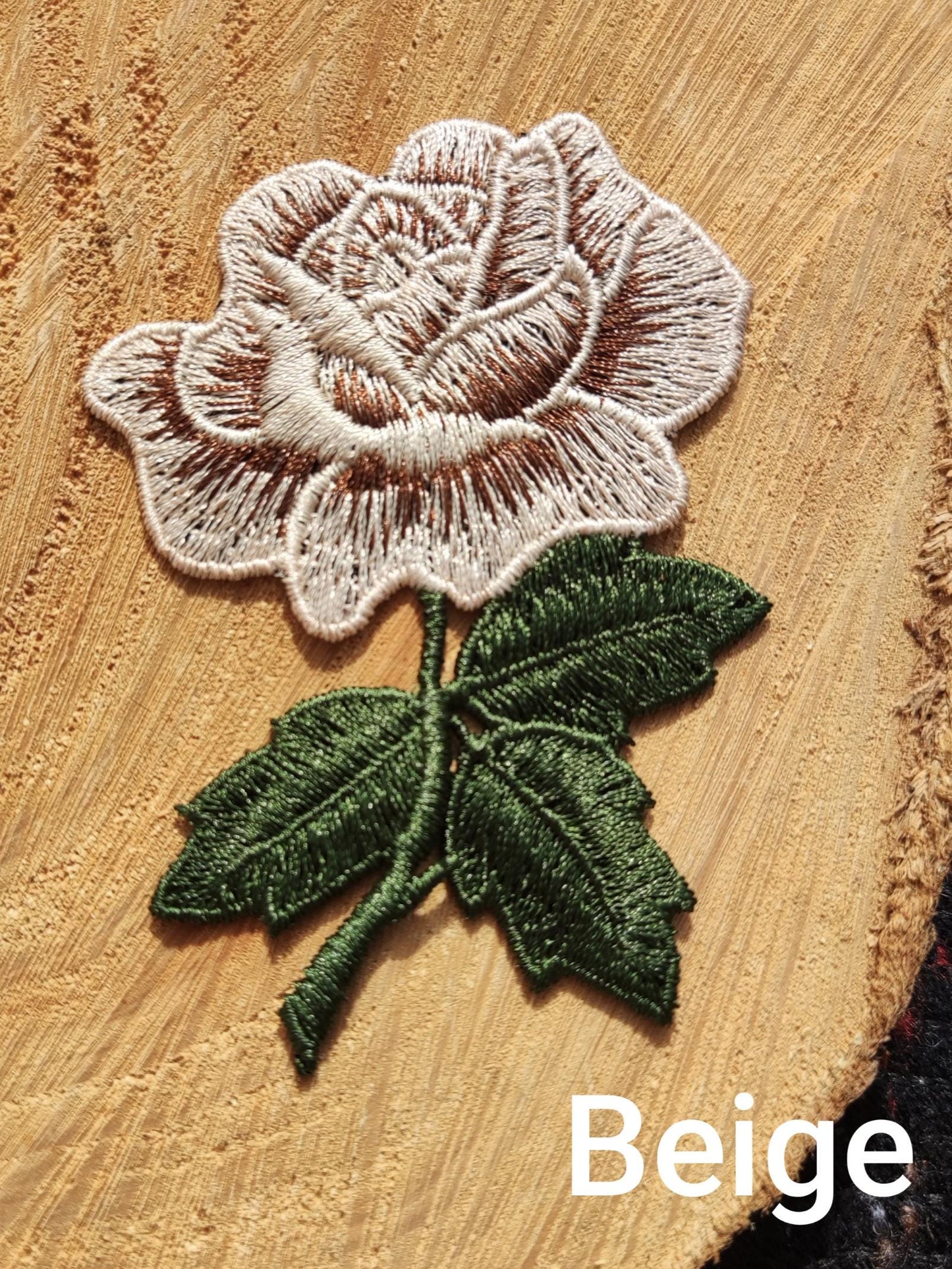 Stemmed Rose Embroidered Sew On Applique Patch- Flower Motif For Jacket DIY, Jeans Decoration, Soft Furnishing