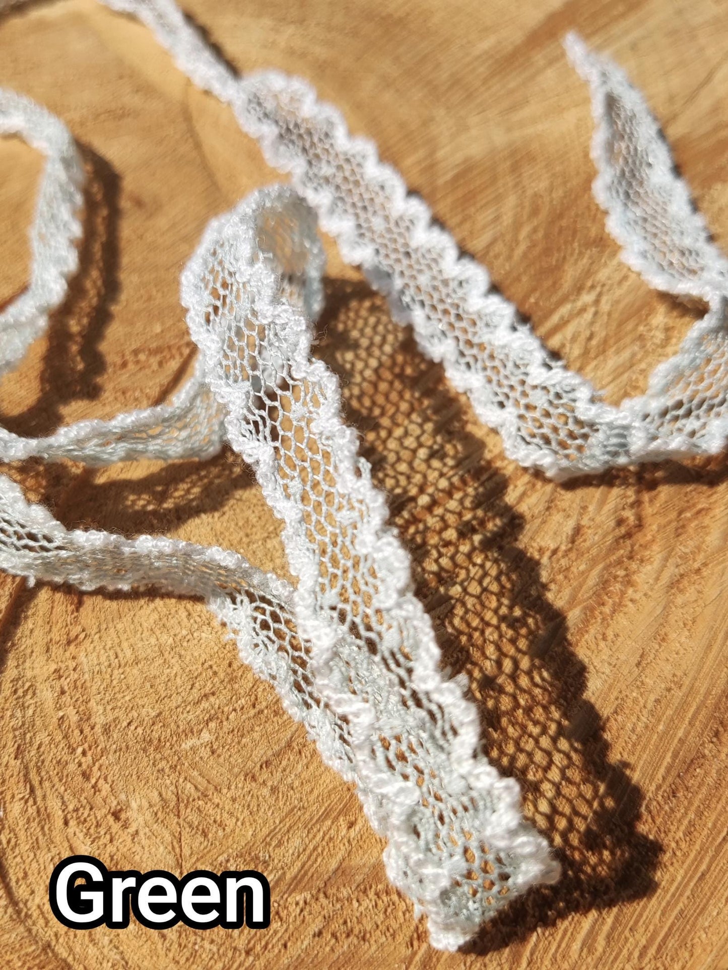 1.5cm Width Pastel Dotted Mesh Ribbon with Double Scallop Edges- Soft Spotty Trim for Doll Clothes, Hairbow, Dressmaking