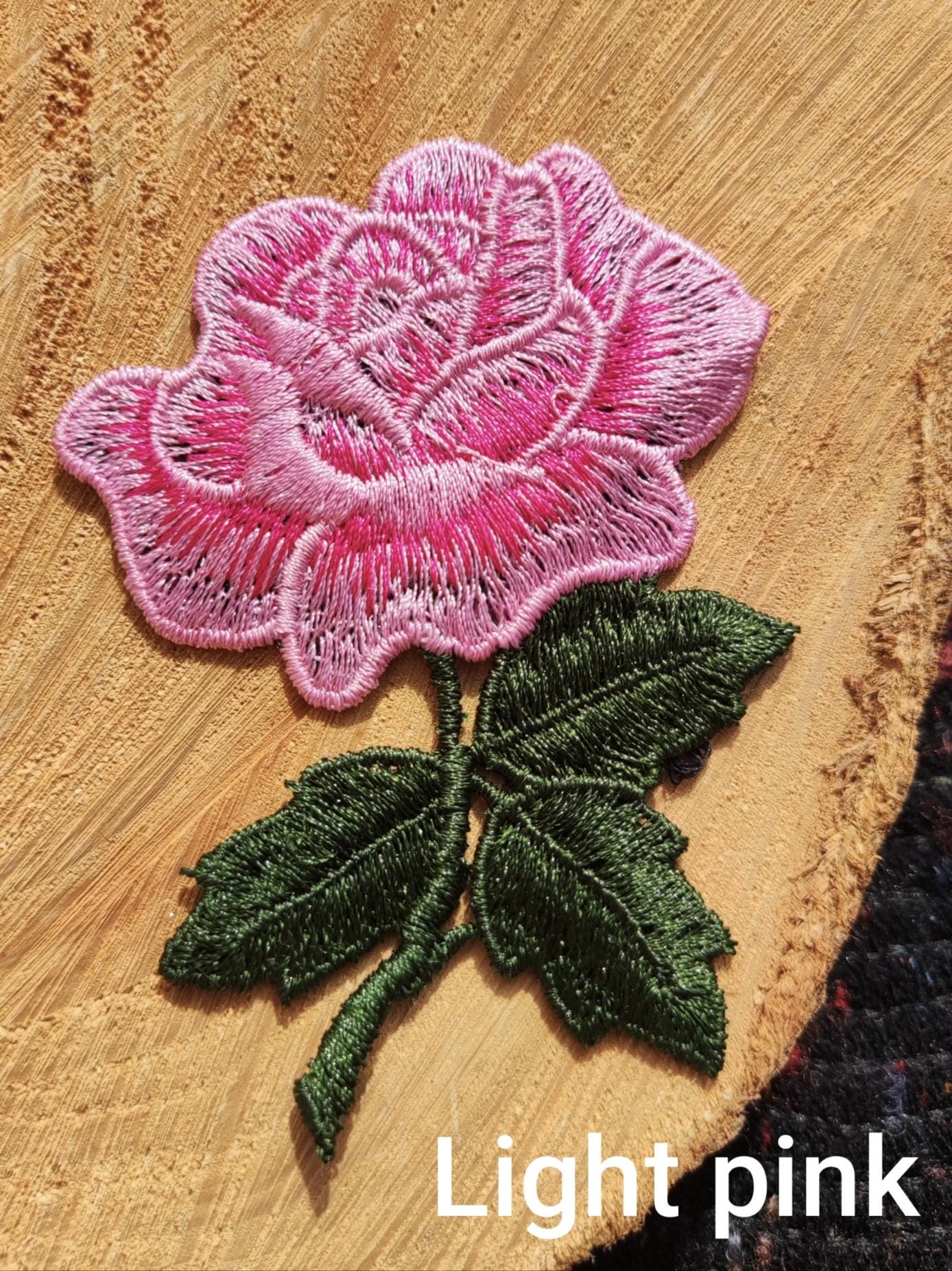 Stemmed Rose Embroidered Sew On Applique Patch- Flower Motif For Jacket DIY, Jeans Decoration, Soft Furnishing
