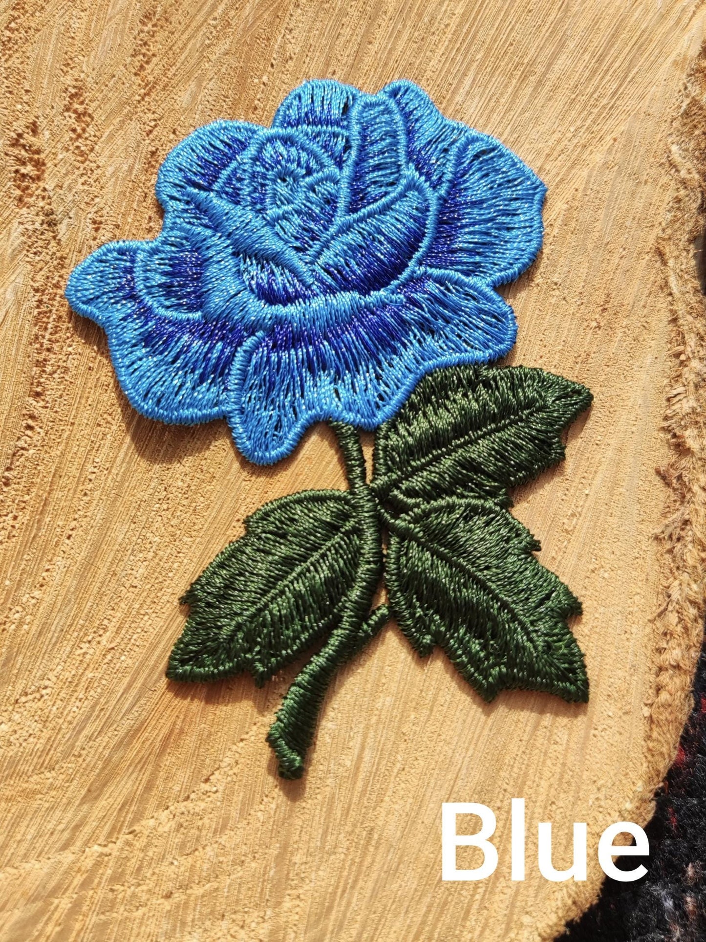 Stemmed Rose Embroidered Sew On Applique Patch- Flower Motif For Jacket DIY, Jeans Decoration, Soft Furnishing