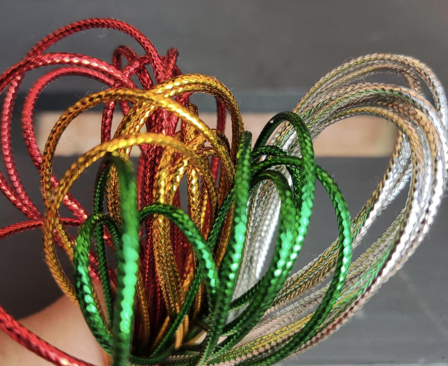 2mm Strong Metallic String with Cotton rope middle core - Lurex Craft Cord for Christmas Decor, Gift Wrapping