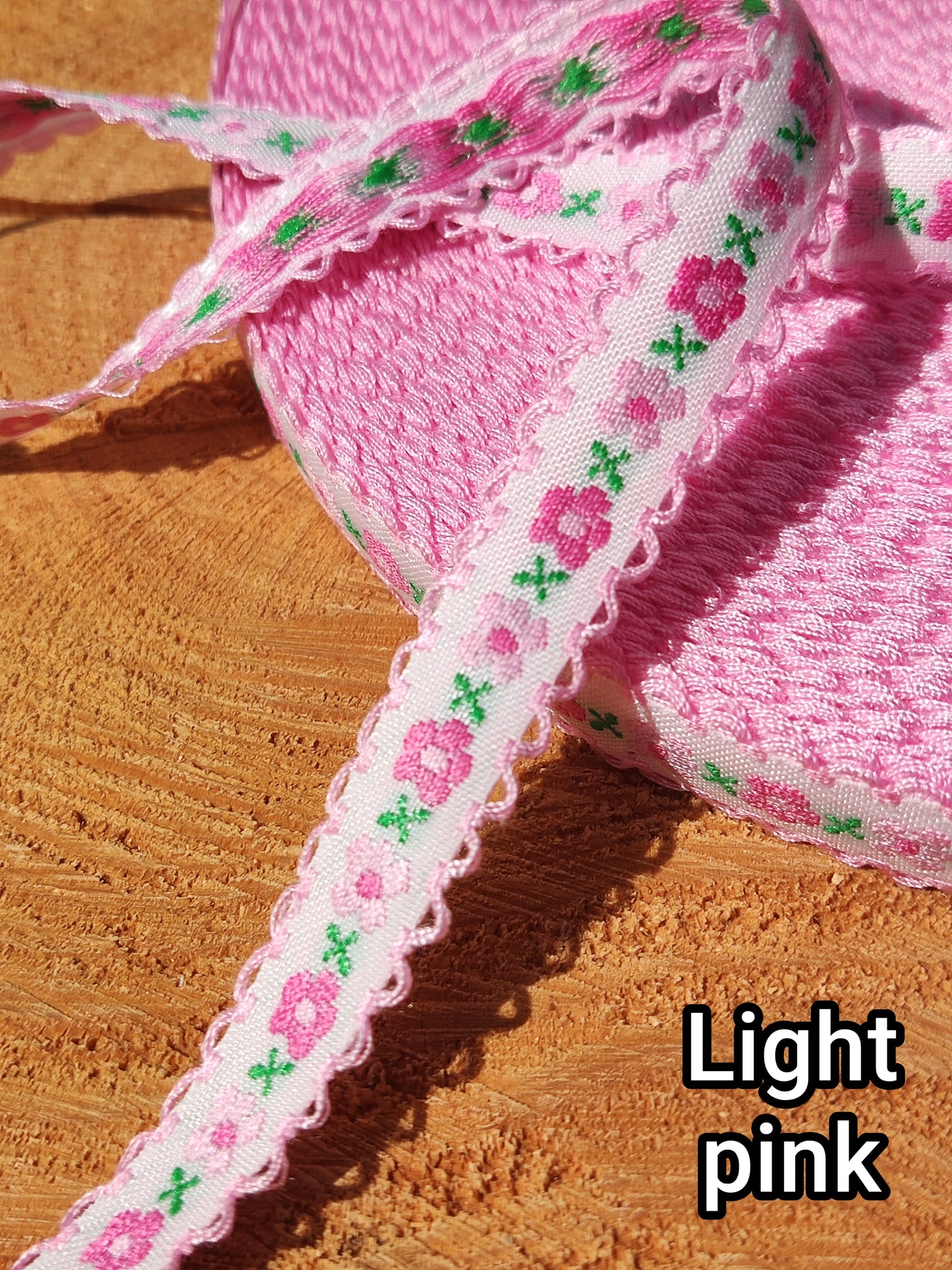 1cm Width Tiny Floral Embroidered Trim- Per yard- Narrow Mini Flower Ribbon with Scallop edge- For Sewing, Doll making