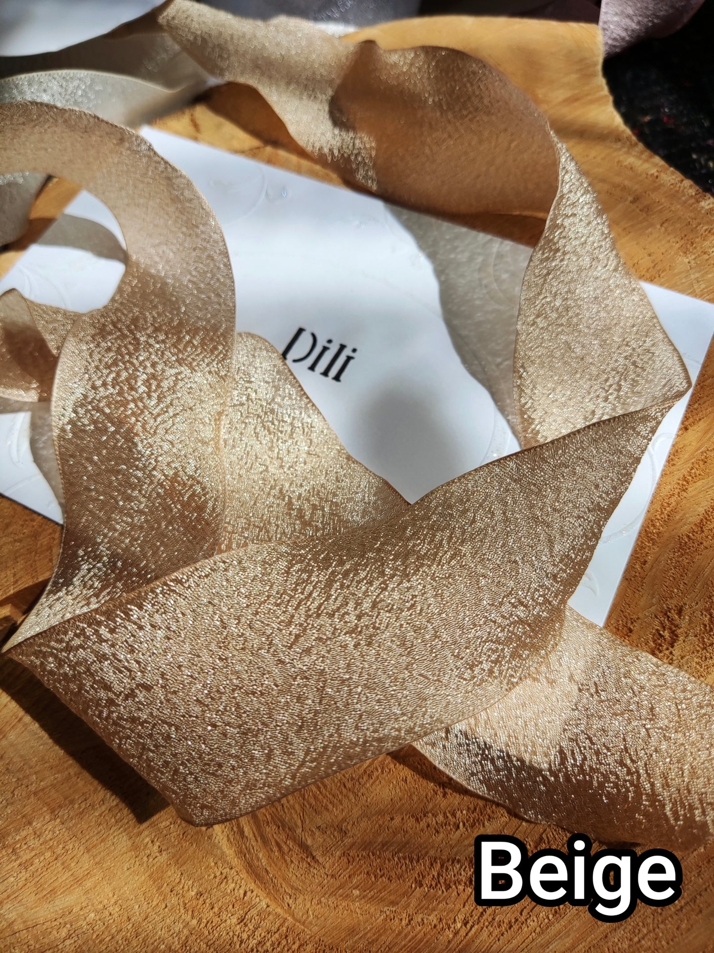 Chiffon Crinkly Shimmer Ribbon 4cm width- Per Yard- For Bridal Bouquet, Wedding Invitation, Gift wrapping