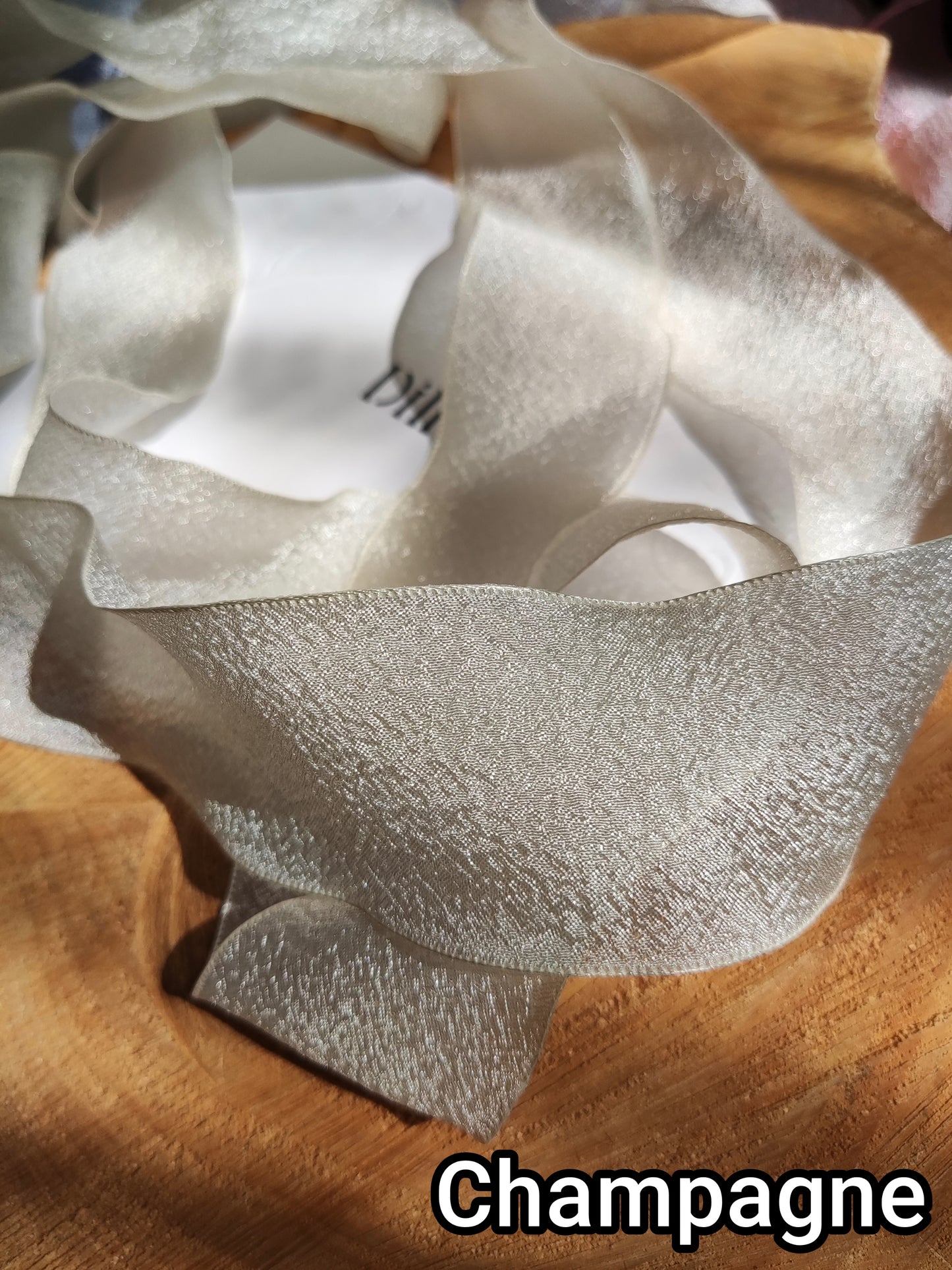 Chiffon Crinkly Shimmer Ribbon 4cm width- Per Yard- For Bridal Bouquet, Wedding Invitation, Gift wrapping