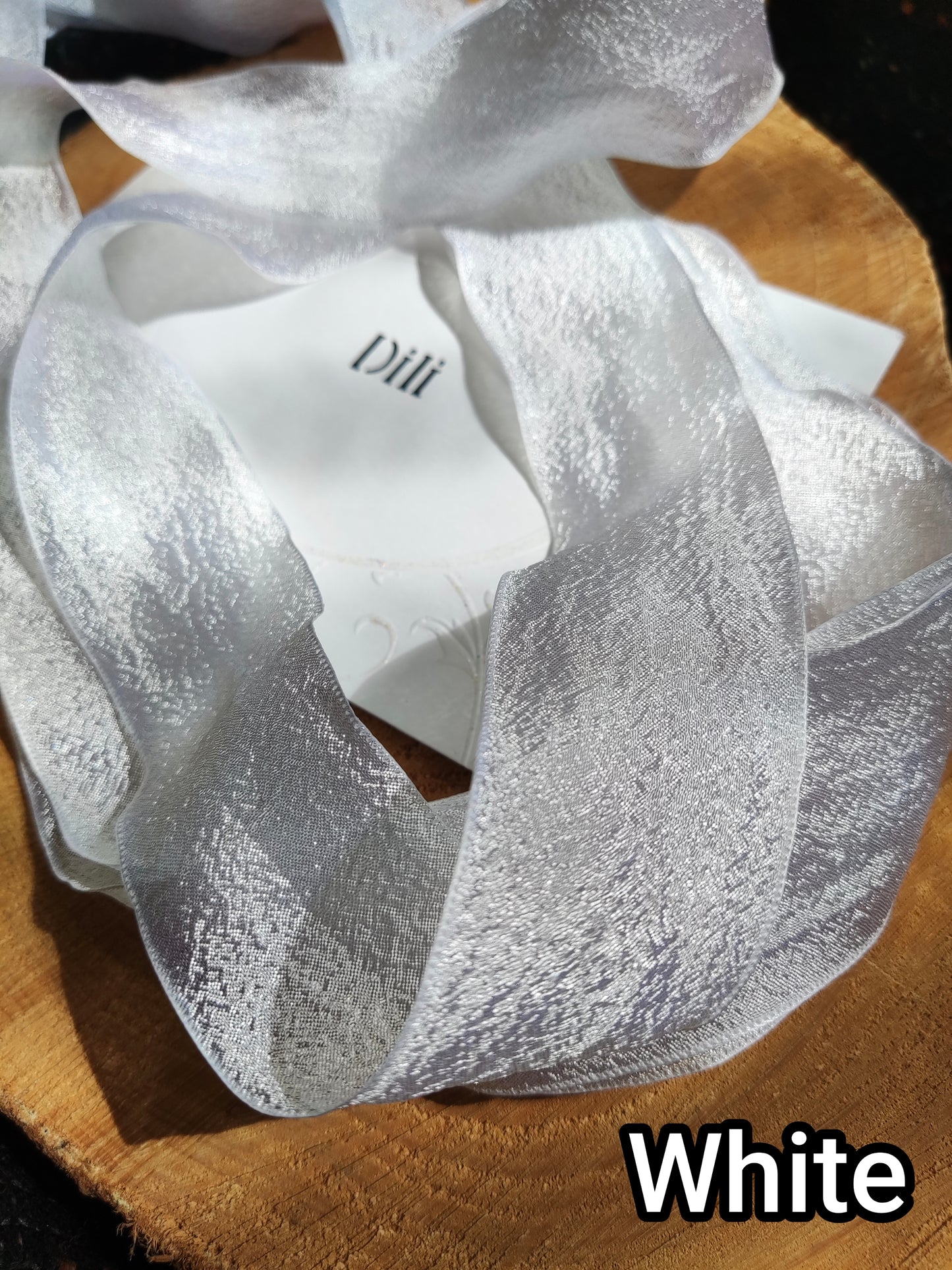Chiffon Crinkly Shimmer Ribbon 4cm width- Per Yard- For Bridal Bouquet, Wedding Invitation, Gift wrapping