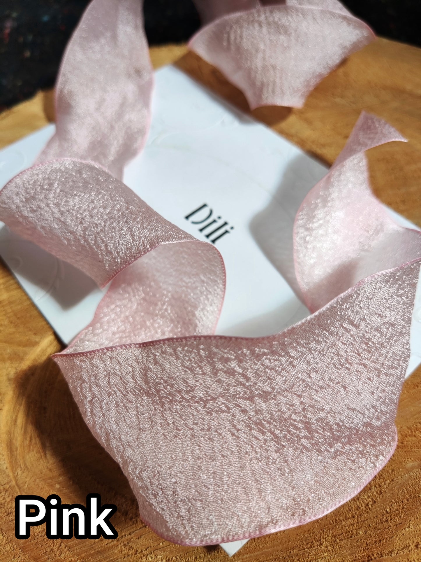 Chiffon Crinkly Shimmer Ribbon 4cm width- Per Yard- For Bridal Bouquet, Wedding Invitation, Gift wrapping
