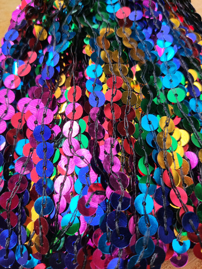 Rainbow Sequin Tassel Trim: 16cm Sparkly Fringe for Dancewear, Costume- Sold by the yard