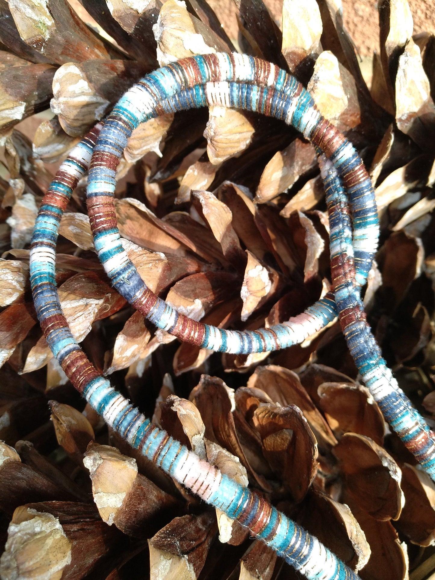6mm width Ethnic Cotton Rope Cord with a hint of metallic thread -Per yard - For Friendship Bracelet DIY, Surfer wristband, Home decoration
