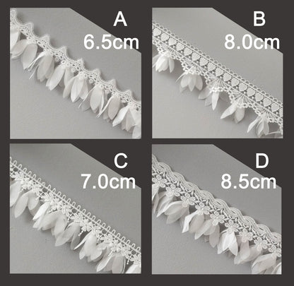 White Leaf Lace Trim: Floaty Bridal Sewing Edging (1 Yard)