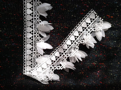 White Leaf Lace Trim: Floaty Bridal Sewing Edging (1 Yard)