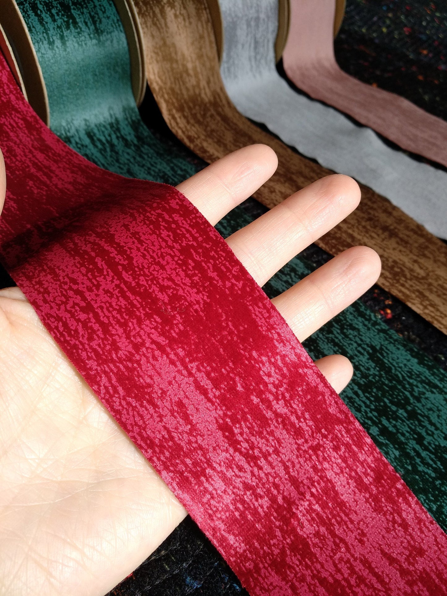 5cm width Crushed Faux Suede Ribbon - Per Yard- Velvet Texture Ribbon for Gift Wrap, Hairbow