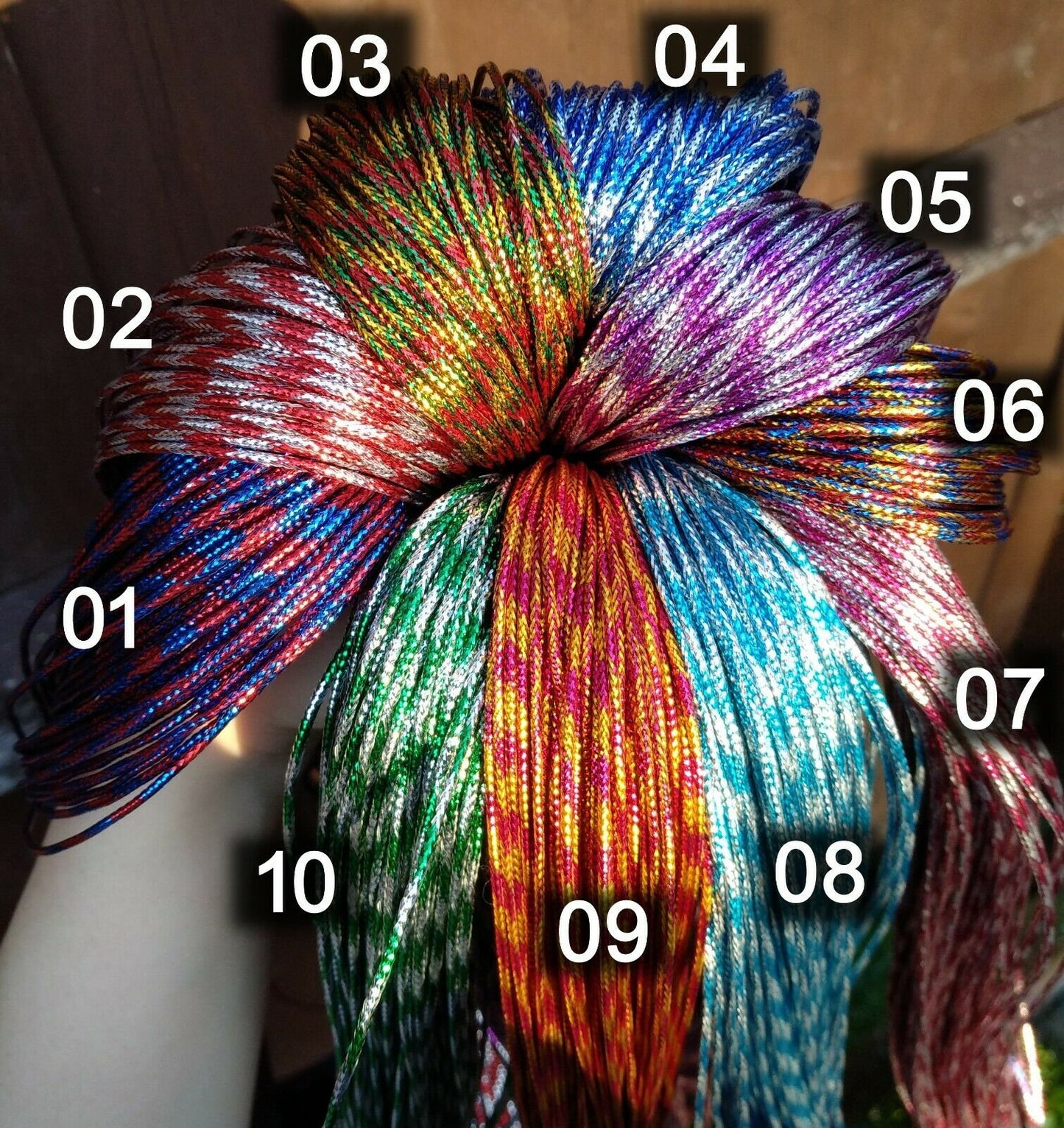 5m Multi coloured Metallic String- 1.5mm width not stretchy - For Craft, Hair plait, Gift wrap, Hat DIY