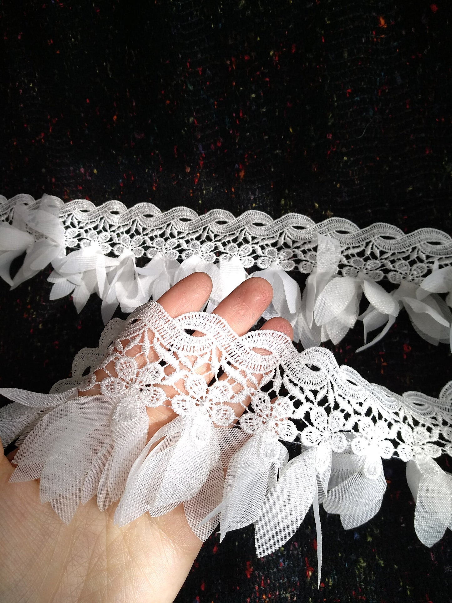 White Leaf Lace Trim: Floaty Bridal Sewing Edging (1 Yard)