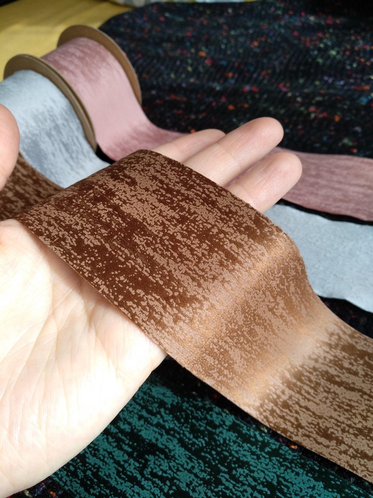 5cm width Crushed Faux Suede Ribbon - Per Yard- Velvet Texture Ribbon for Gift Wrap, Hairbow