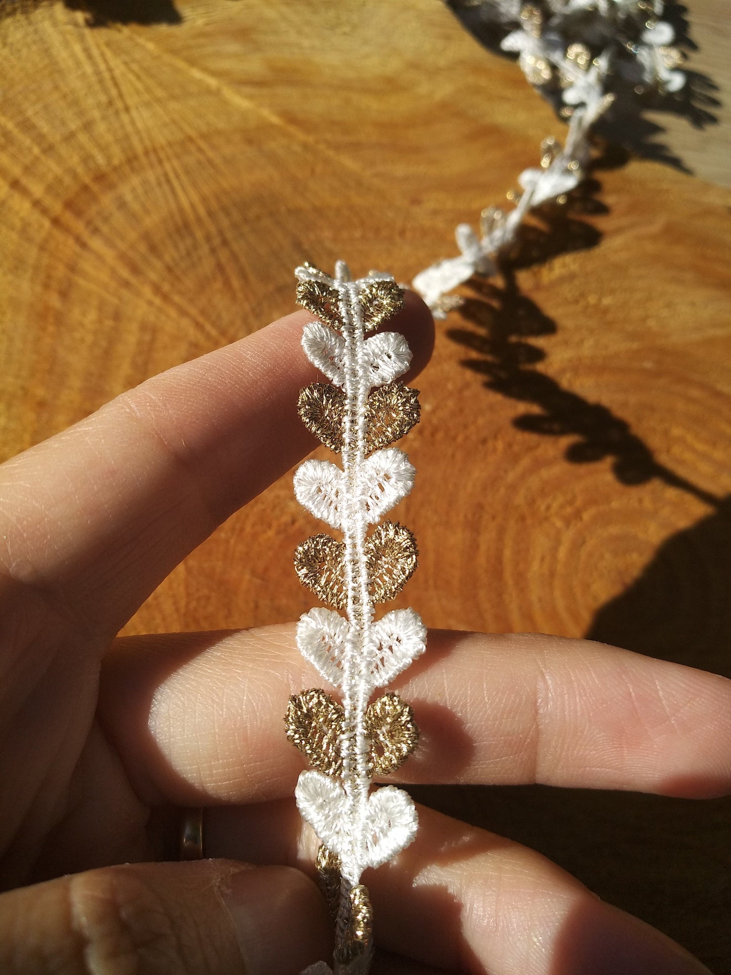 1.2cm Tiny Leaf Pattern Narrow Lace trim -Per yard -Fine Delicate Small Heart Embellishment for Doll Clothes, Dressmaking