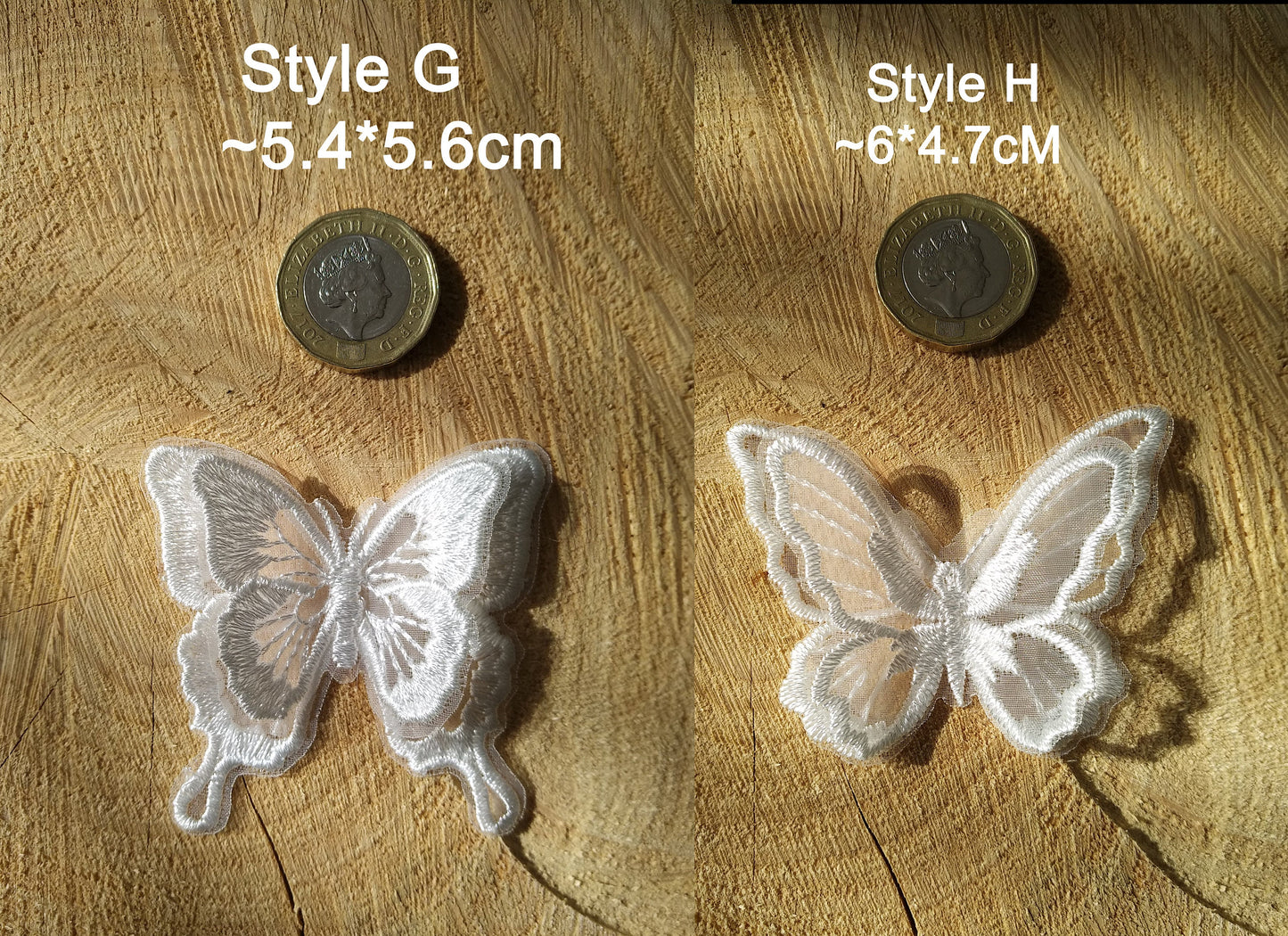 White Butterfly Bridal Lace Applique -Sew on Embroidered Organza Patch- Double layered Motif -Veil Embellishment, Wedding Dress DIY