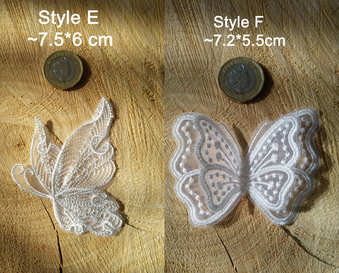 White Butterfly Bridal Lace Applique -Sew on Embroidered Organza Patch- Double layered Motif -Veil Embellishment, Wedding Dress DIY
