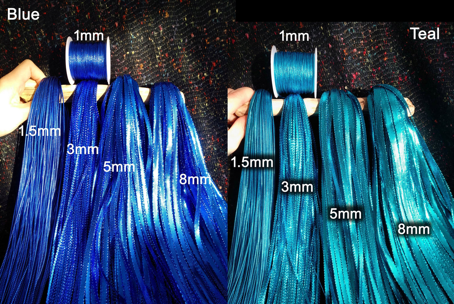 5m Metallic String in 14 colours- Shiny Waterproof Ribbon for Christmas Bauble, Party bags, Halloween, Birthday, DIY Craft Decoration