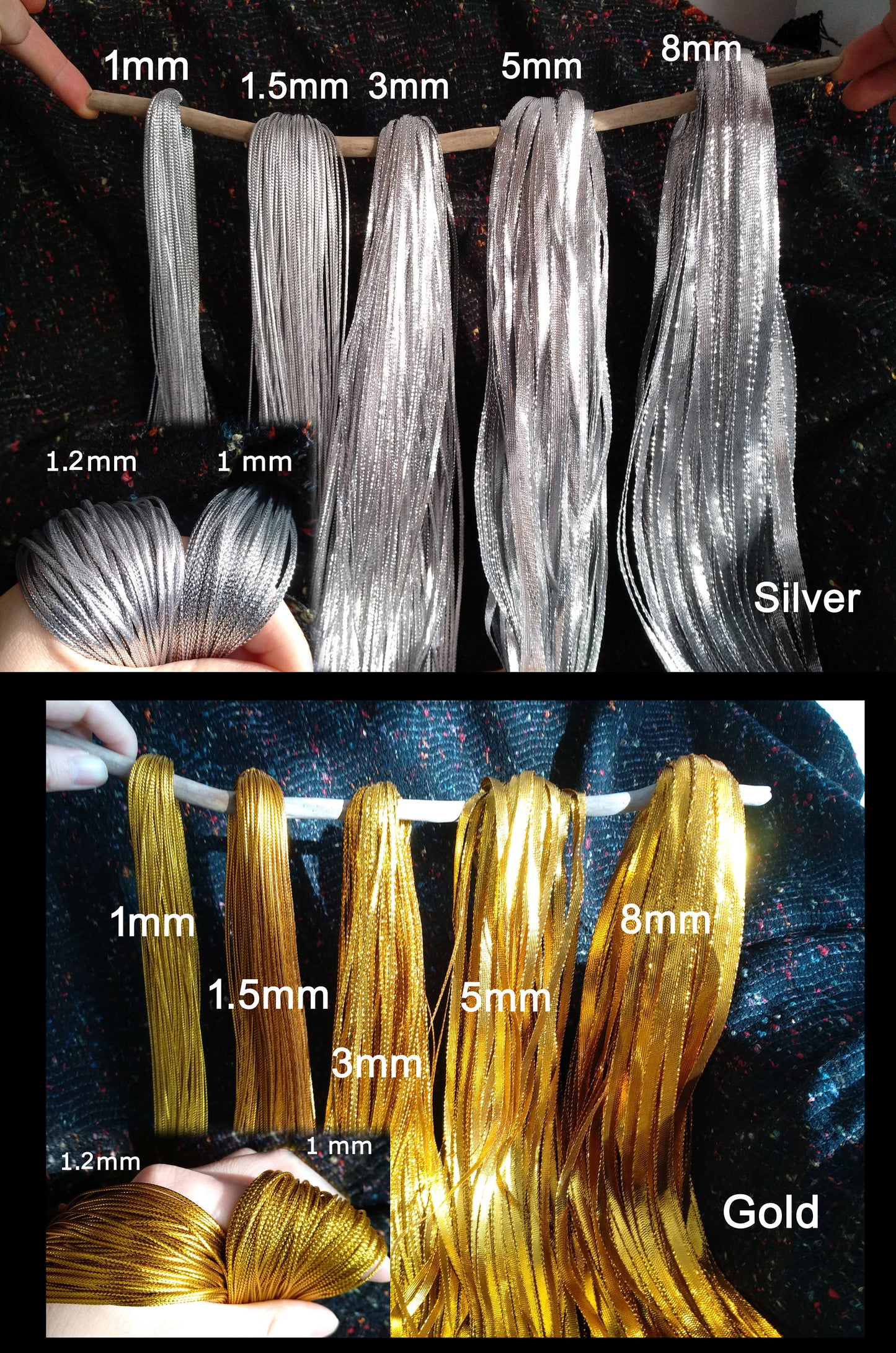 5m Metallic String in 14 colours- Shiny Waterproof Ribbon for Christmas Bauble, Party bags, Halloween, Birthday, DIY Craft Decoration