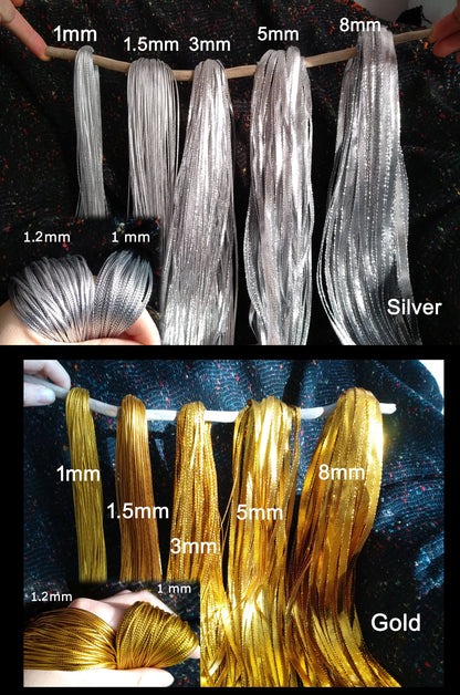 5m Metallic String in 14 colours- Shiny Waterproof Ribbon for Christmas Bauble, Party bags, Halloween, Birthday, DIY Craft Decoration