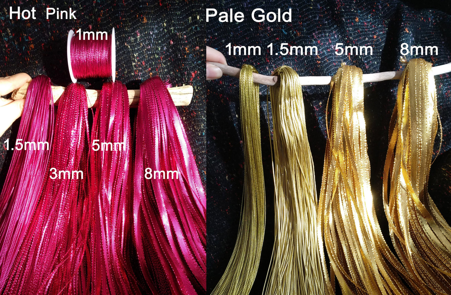 5m Metallic String in 14 colours- Shiny Waterproof Ribbon for Christmas Bauble, Party bags, Halloween, Birthday, DIY Craft Decoration