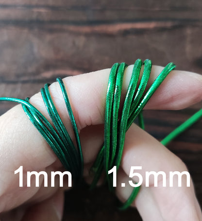 5m Stretchy Elastic Metallic String- 1mm or 1.5mm width Lurex Cord- Rose Gold, Silver, Gold, Red, Green- DIY Crafts Baking Sewing