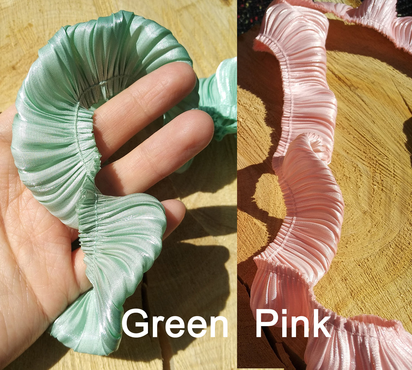 Pleated Puffy Chiffon Shimmery Trim-3cm wide Gathered border- Frilly Ruffle Edging- Per yard- Costume DIY, Doll Making, Sewing embellishment