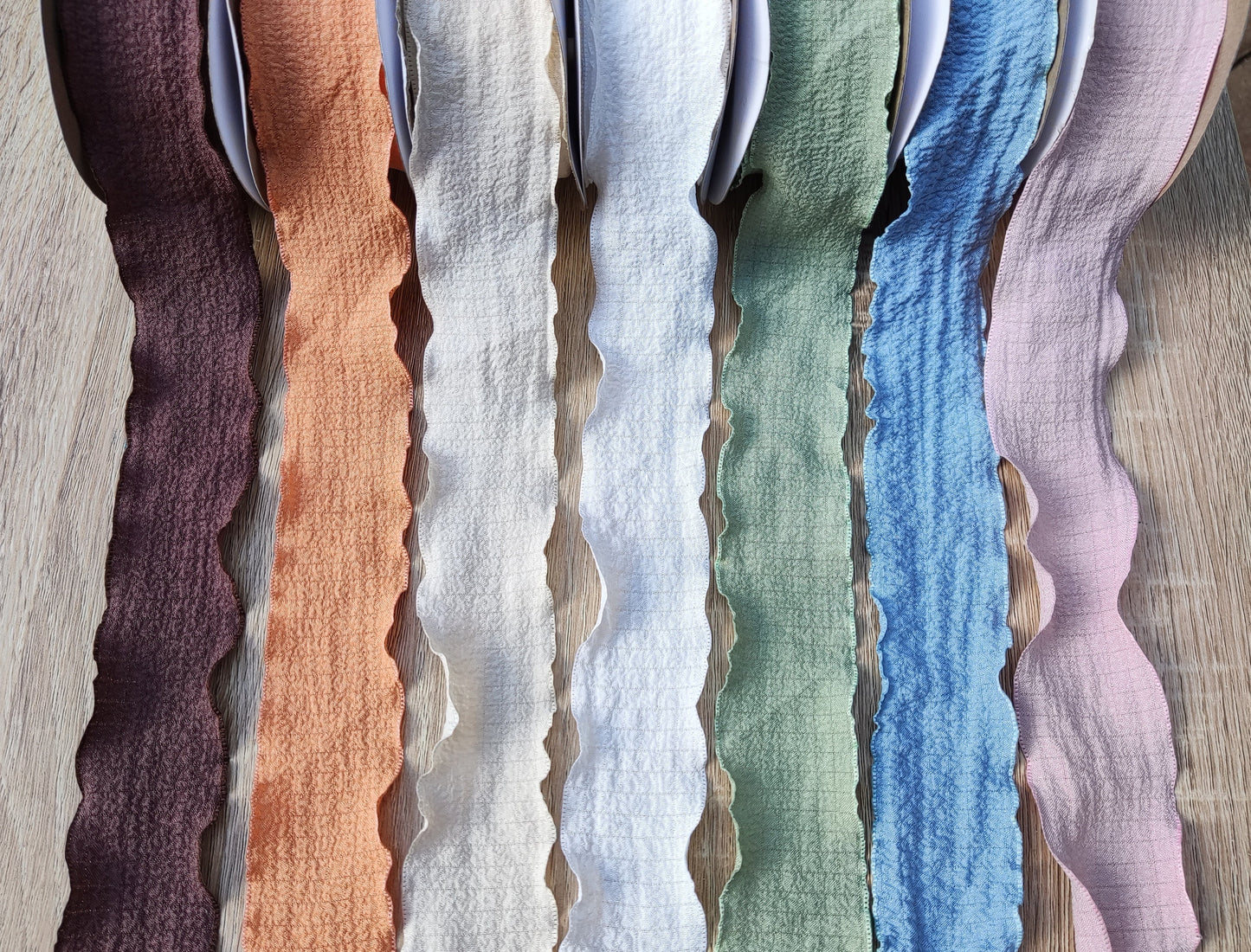 Seersucker Crinkly Textured Matte Ribbon 4cm width- Per yard -For Bridal Bouquet Wrap, Wedding Invitation DIY, Gift wrapping