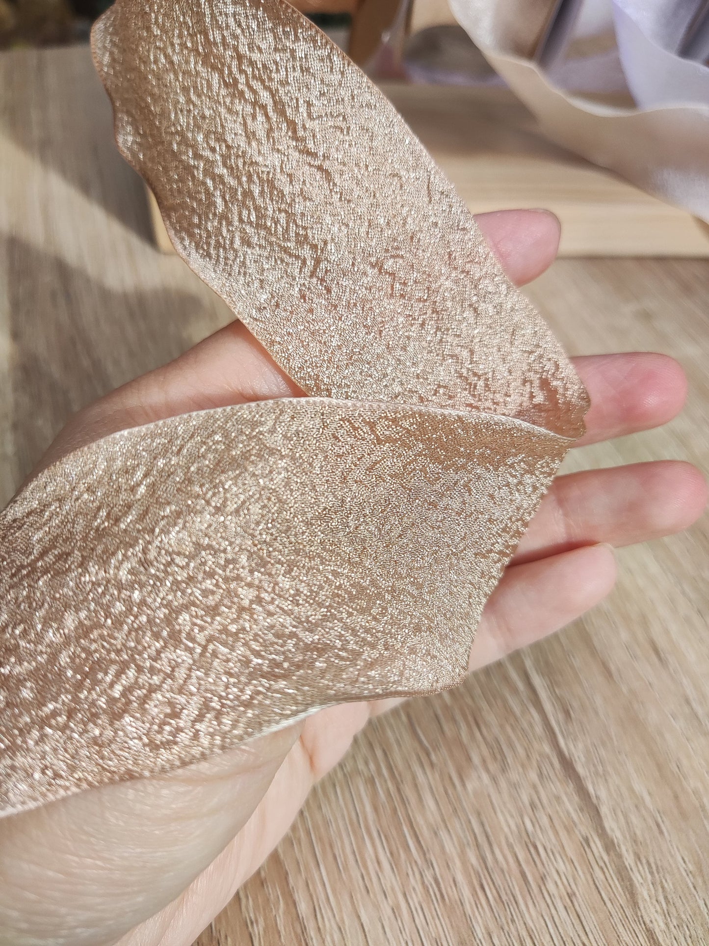 Chiffon Crinkly Shimmer Ribbon 4cm width- Per Yard- For Bridal Bouquet, Wedding Invitation, Gift wrapping