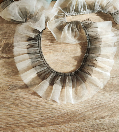 Two tone Gathered Tulle Ruffle Trim -8cm width- Per yard - For Doll Clothes, Tutu DIY, Dressmaking