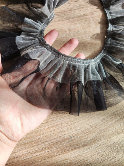 Two tone Gathered Tulle Ruffle Trim -8cm width- Per yard - For Doll Clothes, Tutu DIY, Dressmaking