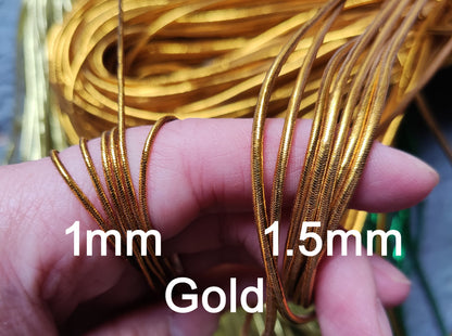5m Stretchy Elastic Metallic String- 1mm or 1.5mm width Lurex Cord- Rose Gold, Silver, Gold, Red, Green- DIY Crafts Baking Sewing