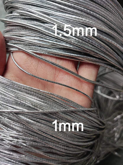 5m Stretchy Elastic Metallic String- 1mm or 1.5mm width Lurex Cord- Rose Gold, Silver, Gold, Red, Green- DIY Crafts Baking Sewing