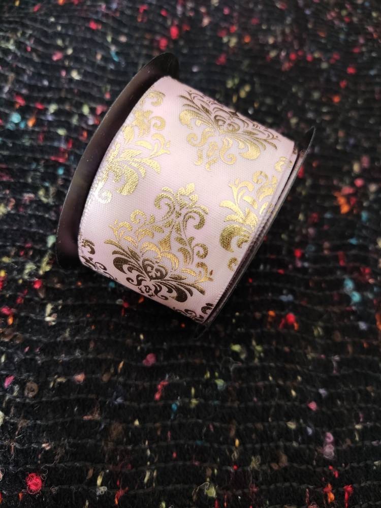 Pink& Gold Ribbon- Harlequin/Diamond/Striped/Floral pattern- Per yard - Craft DIY