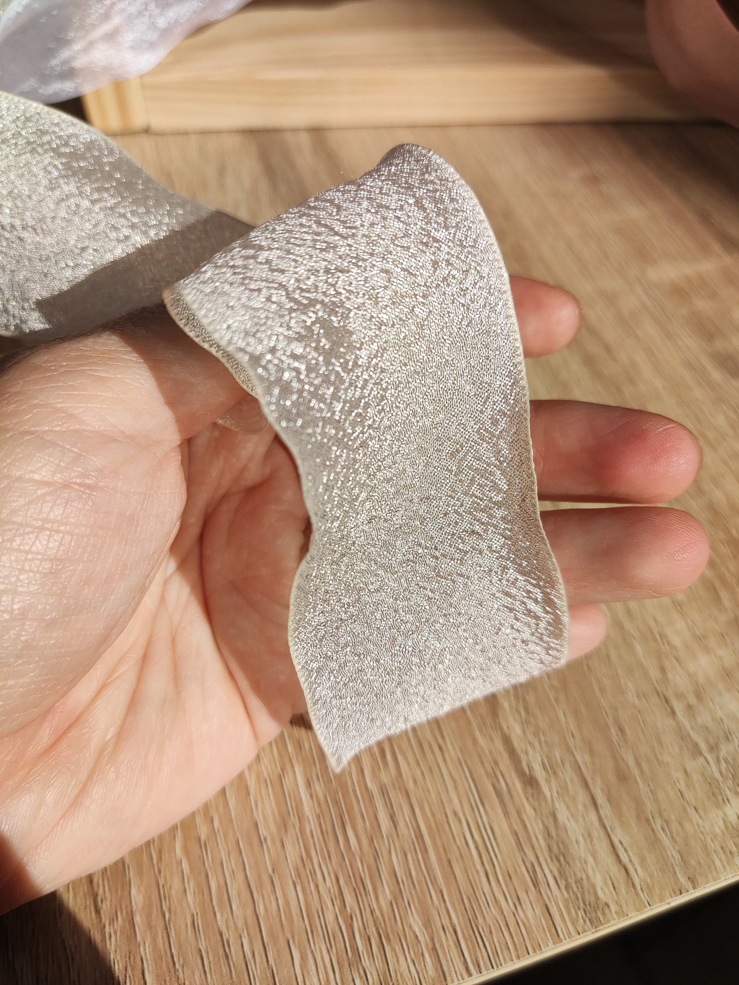 Chiffon Crinkly Shimmer Ribbon 4cm width- Per Yard- For Bridal Bouquet, Wedding Invitation, Gift wrapping