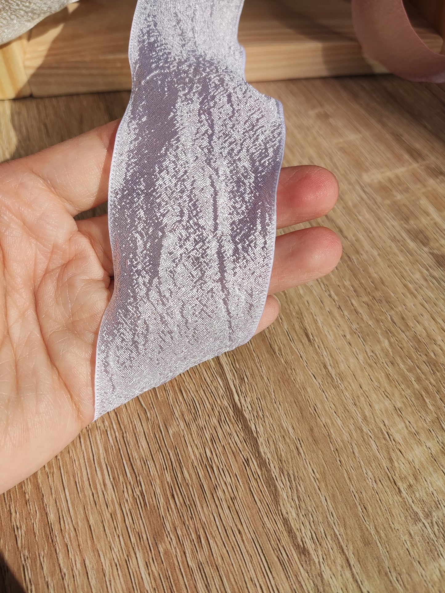 Chiffon Crinkly Shimmer Ribbon 4cm width- Per Yard- For Bridal Bouquet, Wedding Invitation, Gift wrapping