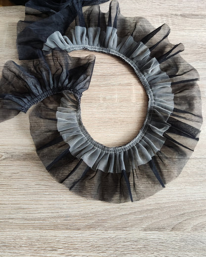 Two tone Gathered Tulle Ruffle Trim -8cm width- Per yard - For Doll Clothes, Tutu DIY, Dressmaking