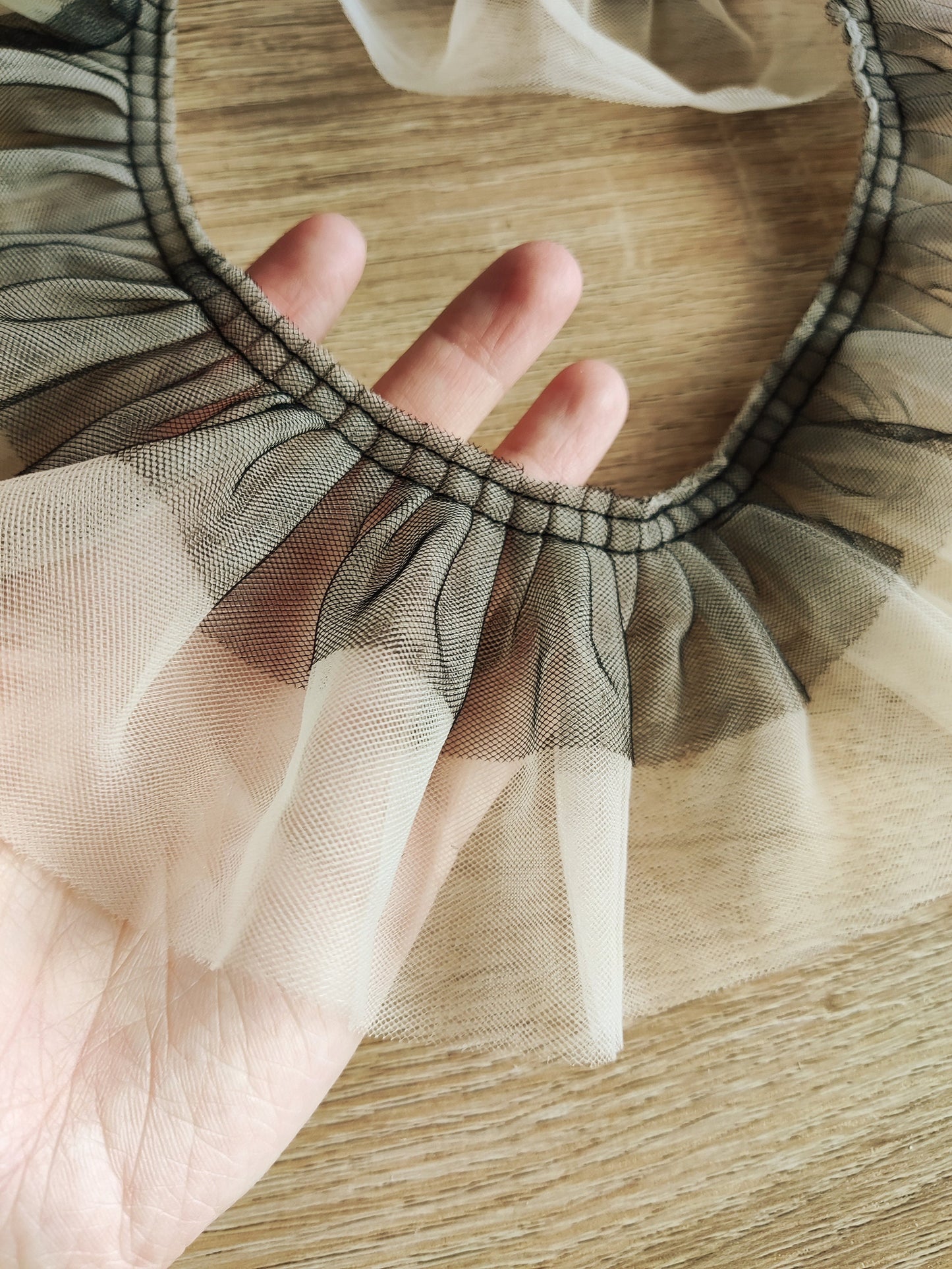 Two tone Gathered Tulle Ruffle Trim -8cm width- Per yard - For Doll Clothes, Tutu DIY, Dressmaking