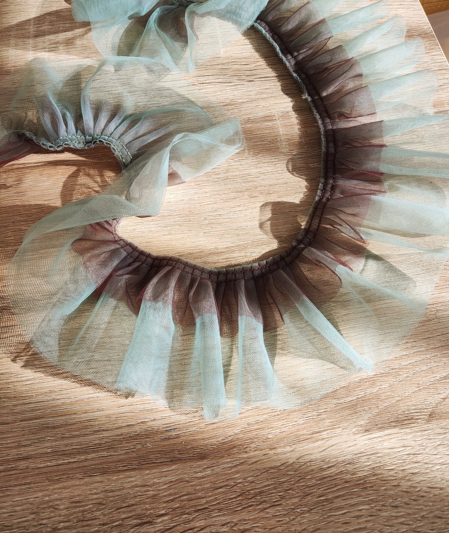 Two tone Gathered Tulle Ruffle Trim -8cm width- Per yard - For Doll Clothes, Tutu DIY, Dressmaking