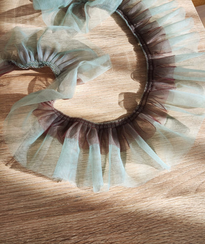 Two tone Gathered Tulle Ruffle Trim -8cm width- Per yard - For Doll Clothes, Tutu DIY, Dressmaking