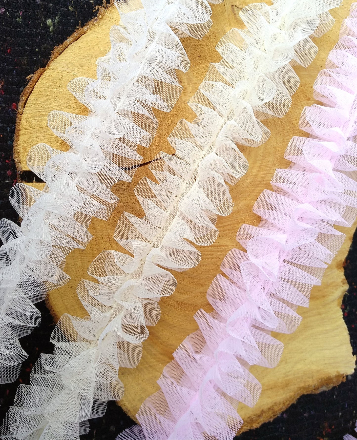 Gathered Tulle Ruffle Trim- 6cm width Pleated Round Border- Per yard- DIY Party Tutu Skirt, Dressmaking, Doll Clothes, Festival decor
