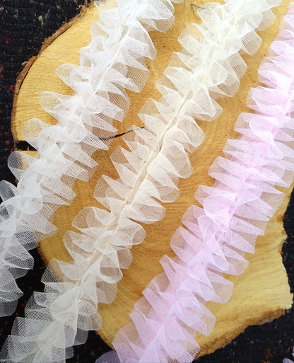 Gathered Tulle Ruffle Trim- 6cm width Pleated Round Border- Per yard- DIY Party Tutu Skirt, Dressmaking, Doll Clothes, Festival decor