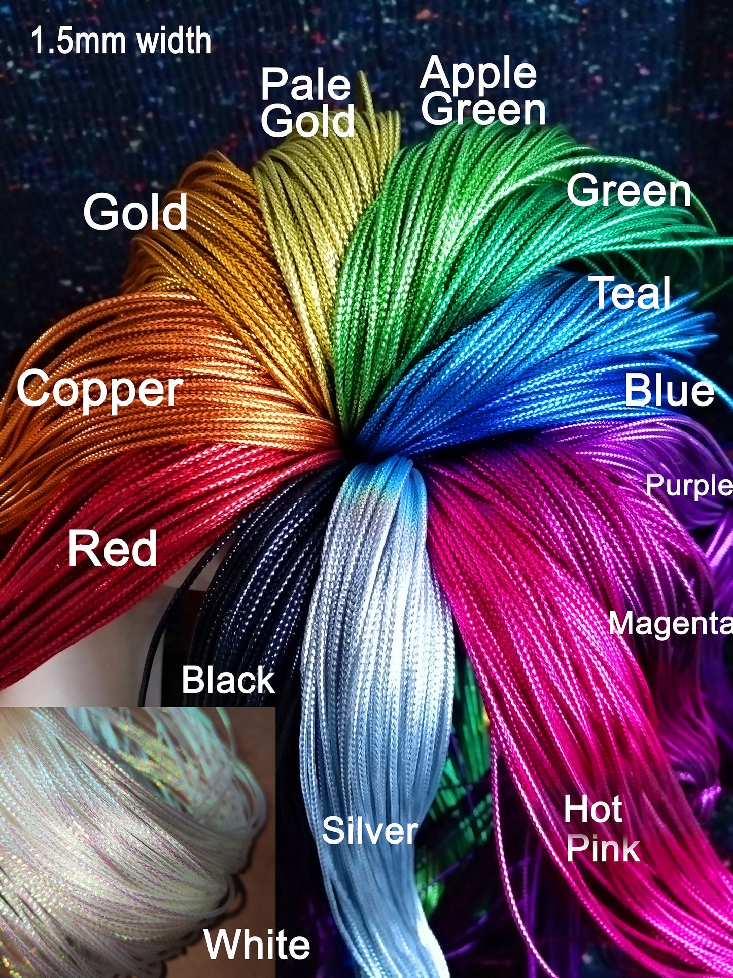 5m Metallic String in 14 colours- Shiny Waterproof Ribbon for Christmas Bauble, Party bags, Halloween, Birthday, DIY Craft Decoration